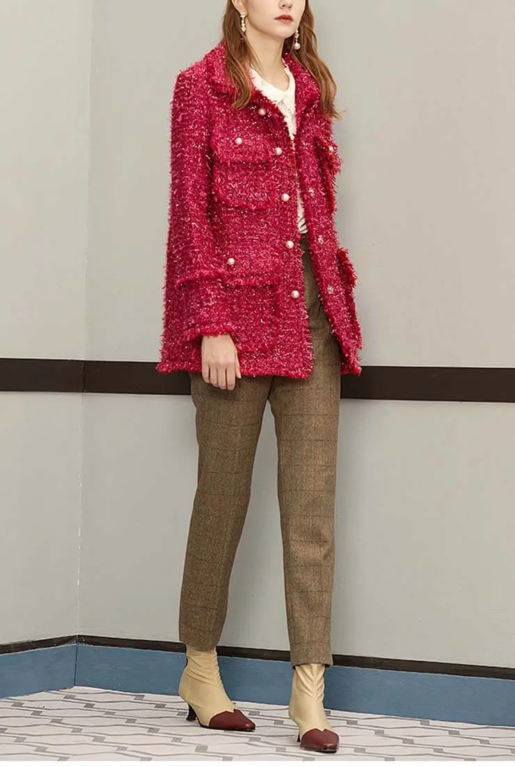 Loose Celebrity Tweed Coat