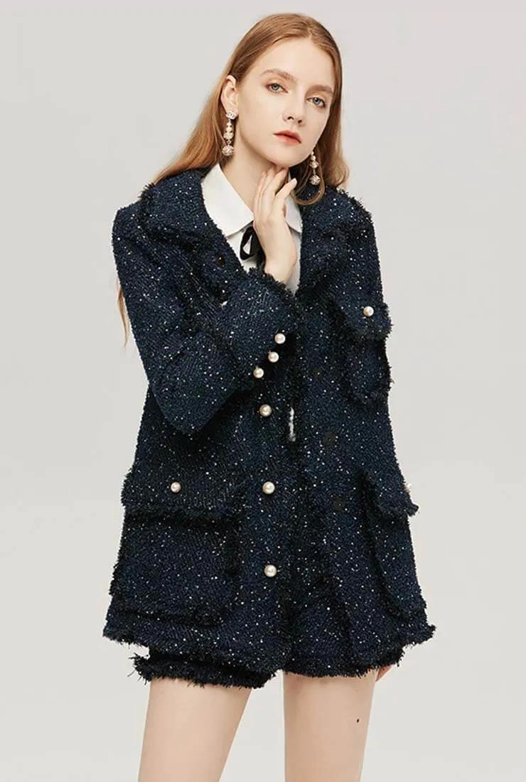 Loose Celebrity Tweed Coat