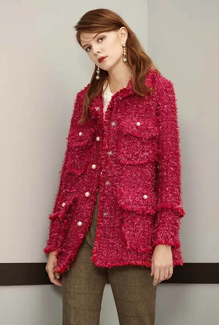 Loose Celebrity Tweed Coat