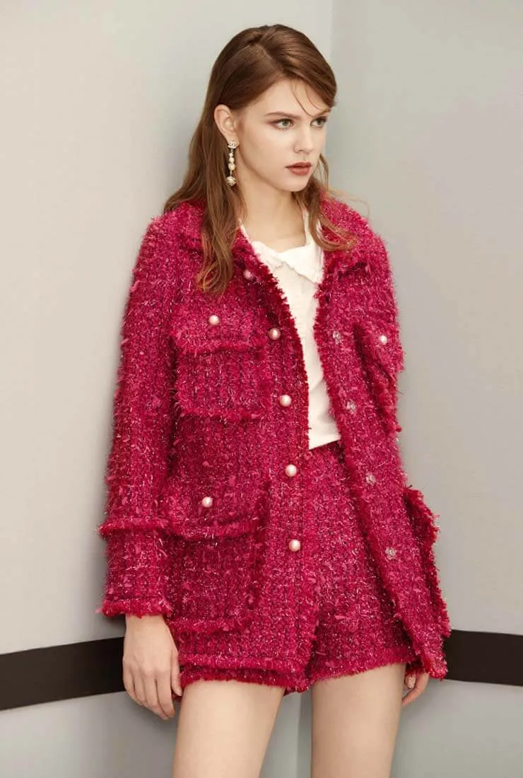 Loose Celebrity Tweed Coat