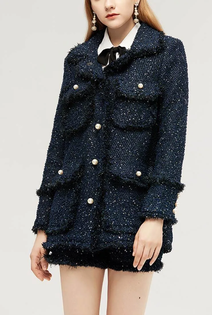 Loose Celebrity Tweed Coat