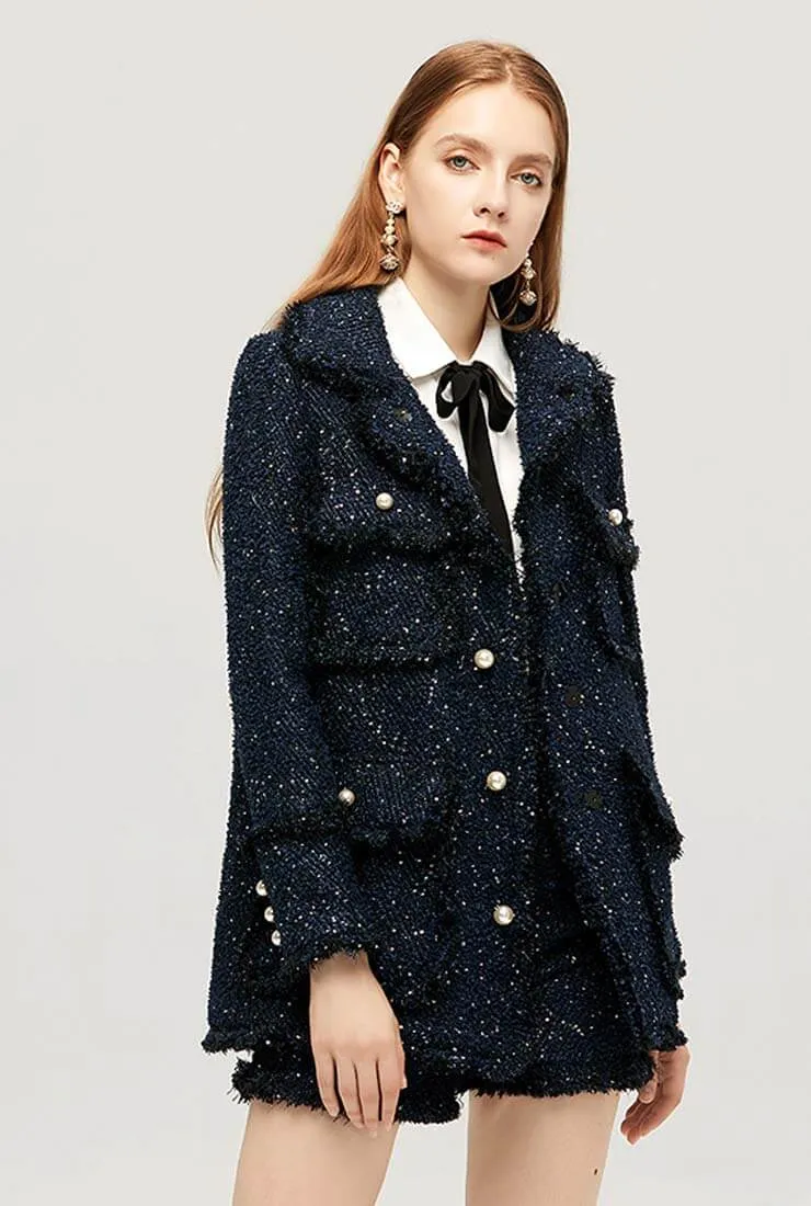Loose Celebrity Tweed Coat
