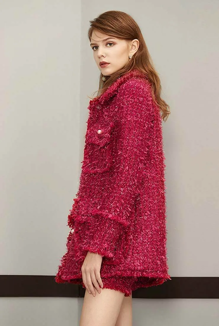 Loose Celebrity Tweed Coat
