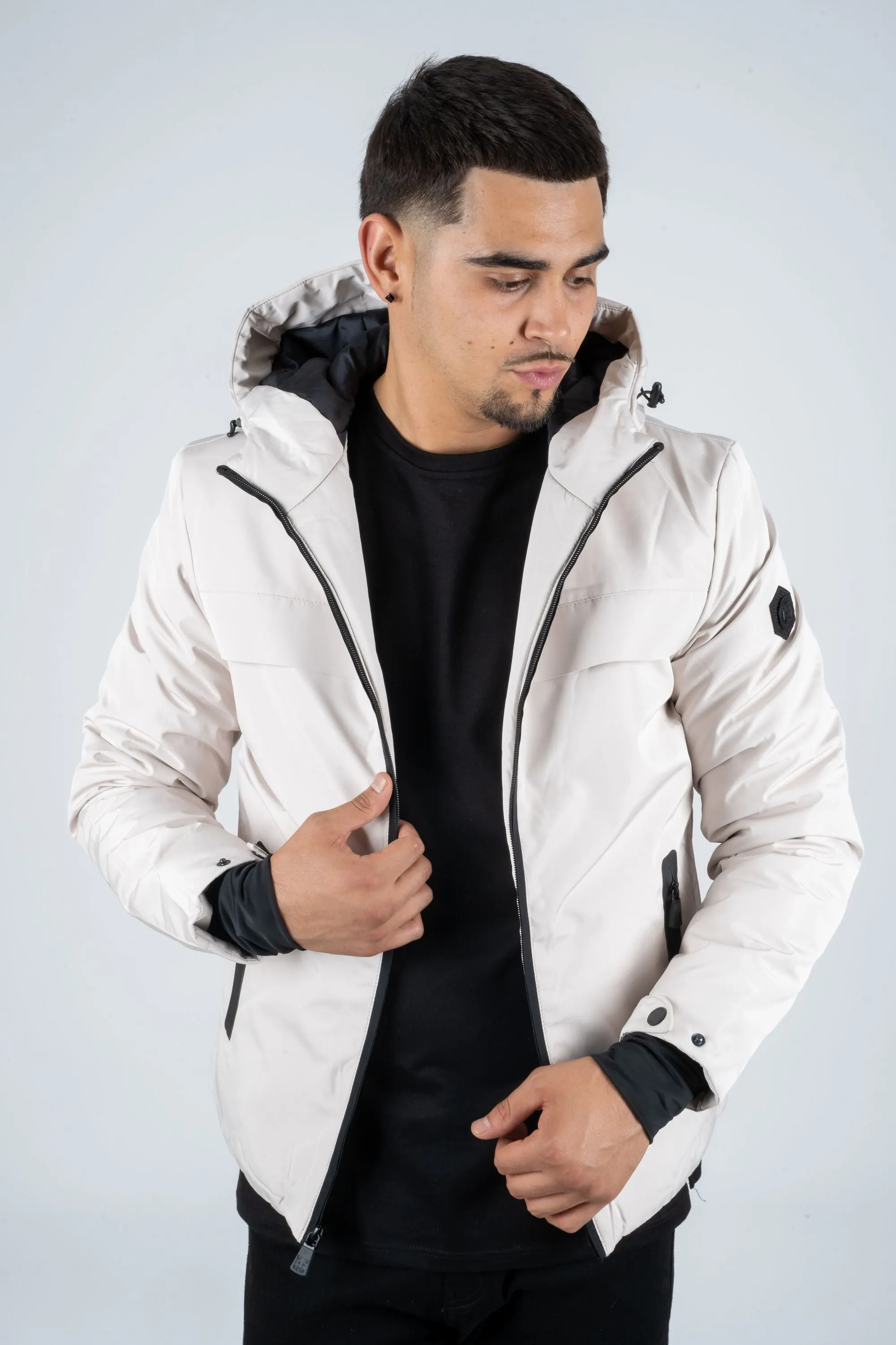 MEN'S BEIGE JACKET PADDED WITH FAUX FUR LINING | JKT7993
