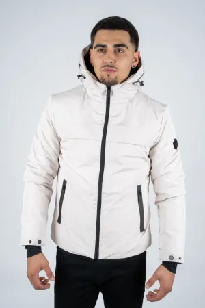 MEN'S BEIGE JACKET PADDED WITH FAUX FUR LINING | JKT7993