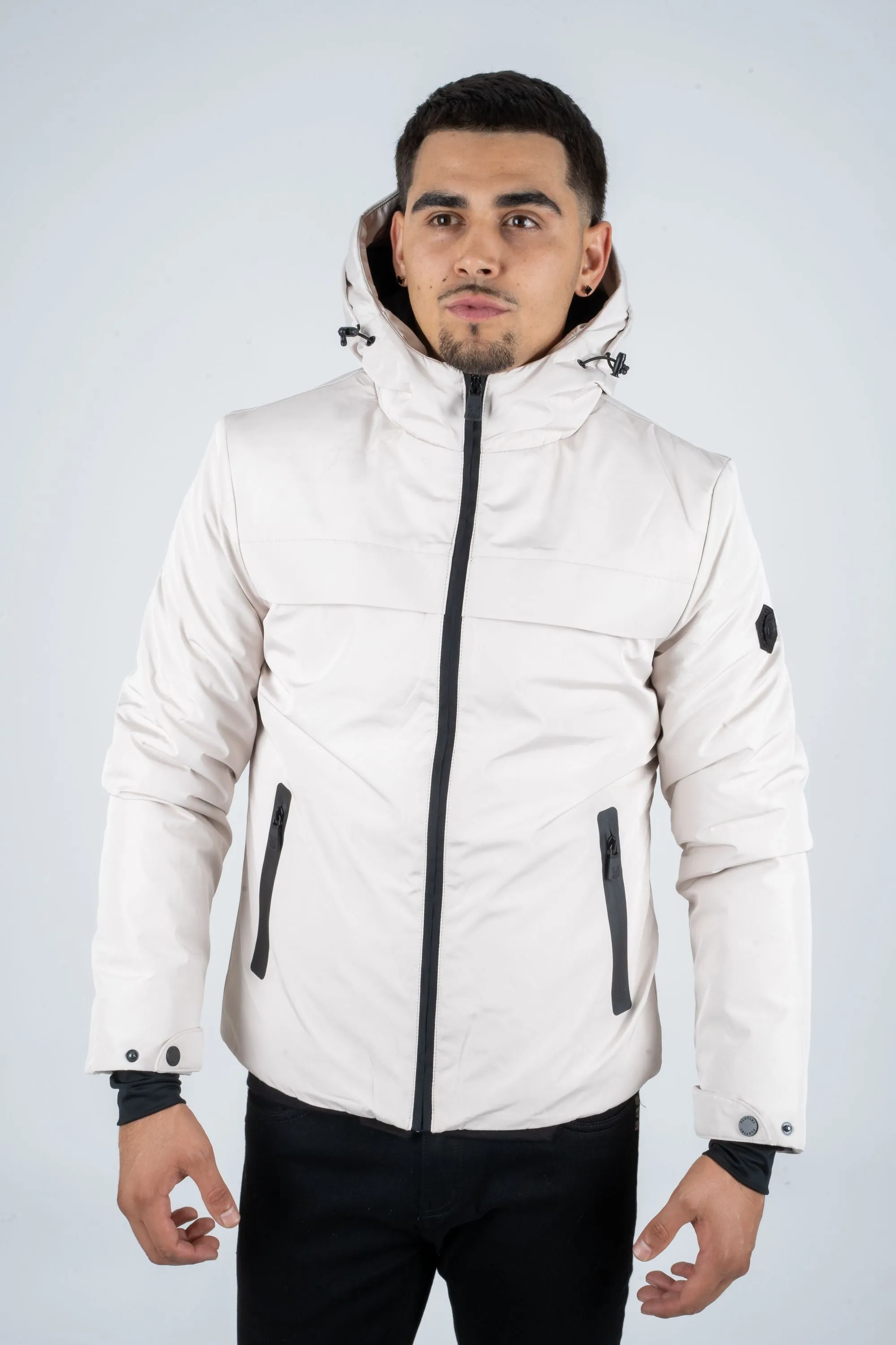 MEN'S BEIGE JACKET PADDED WITH FAUX FUR LINING | JKT7993