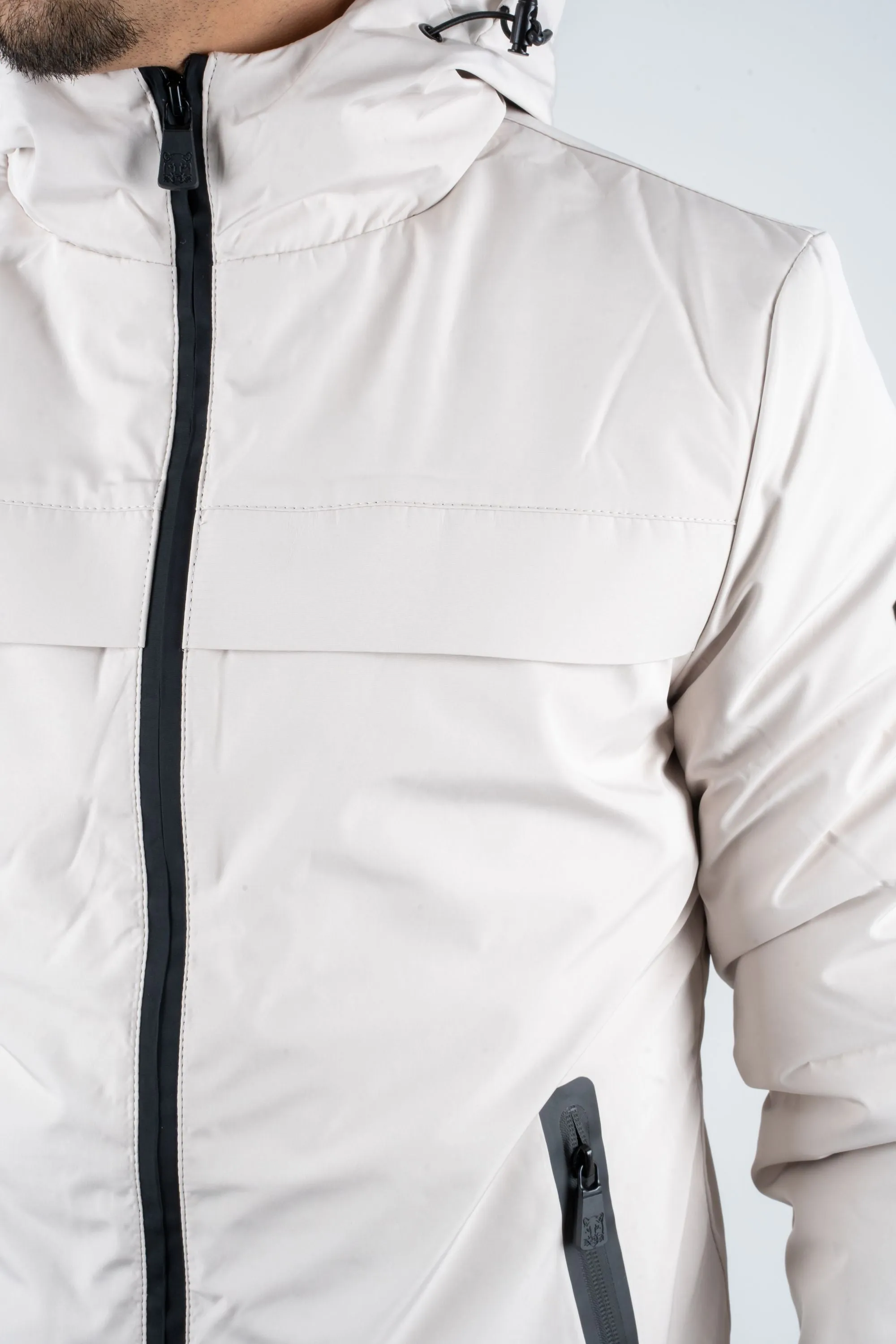 MEN'S BEIGE JACKET PADDED WITH FAUX FUR LINING | JKT7993