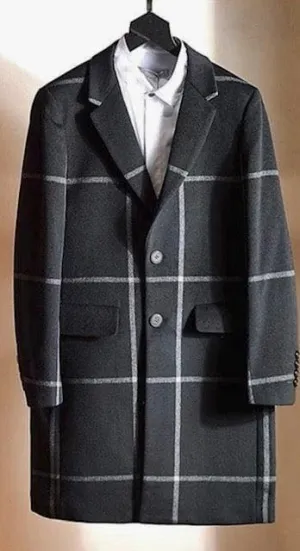 Mens Brown Colors Plaids Overcoat