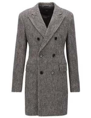 Mens Overcoat -Mens Long Wool Topcoats- Topcoat For Men-Mens Double breasted Overcoat - "Light Gray Herringbone" Double breasted Coat