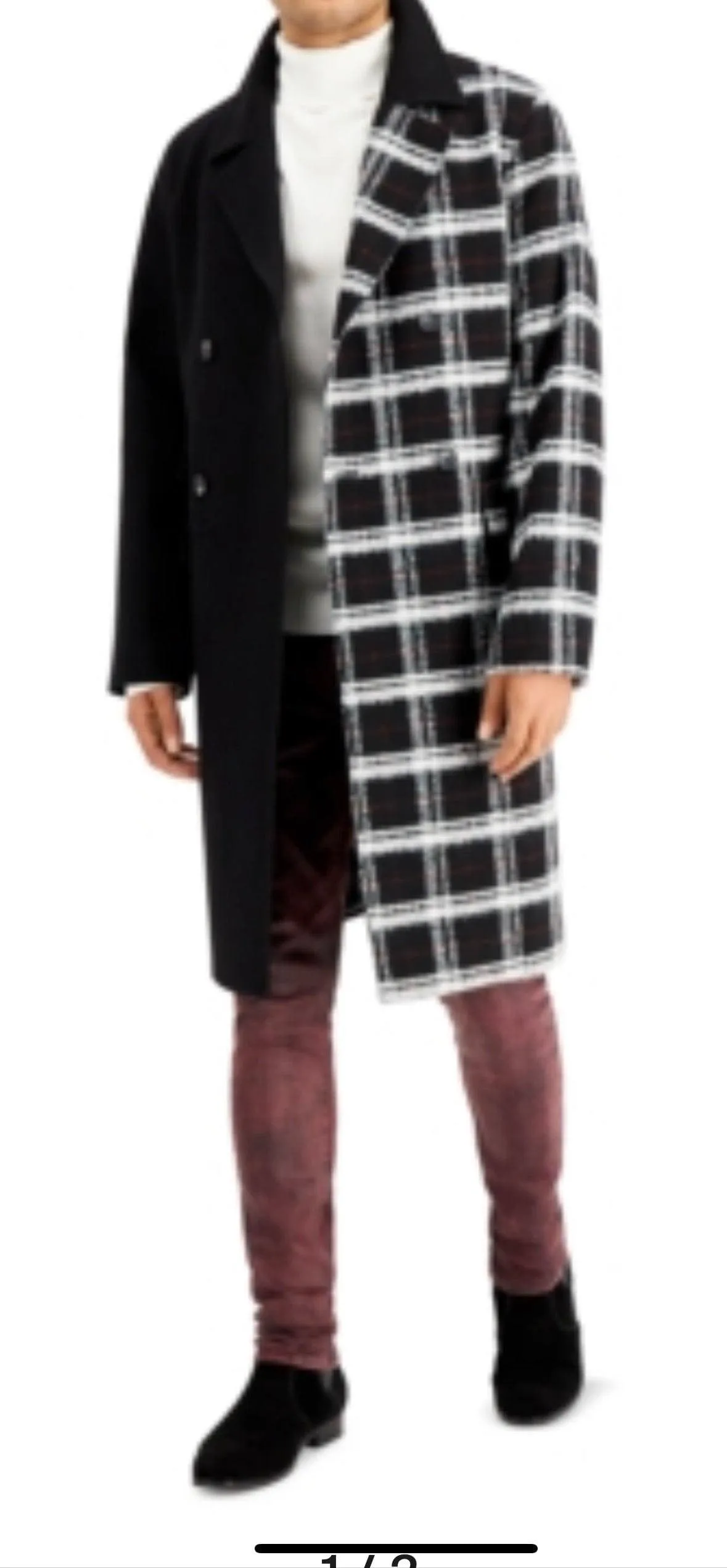 Mens Plaid Brown Color Overcoat