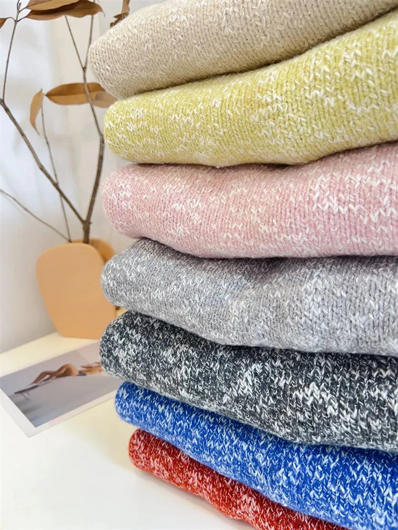 New Year Winter Lazy Mixed Colored Wool Blends Red Sweater Women Soft Skincare Loose Top Femal Pullovers Blue Grey Pink C-308