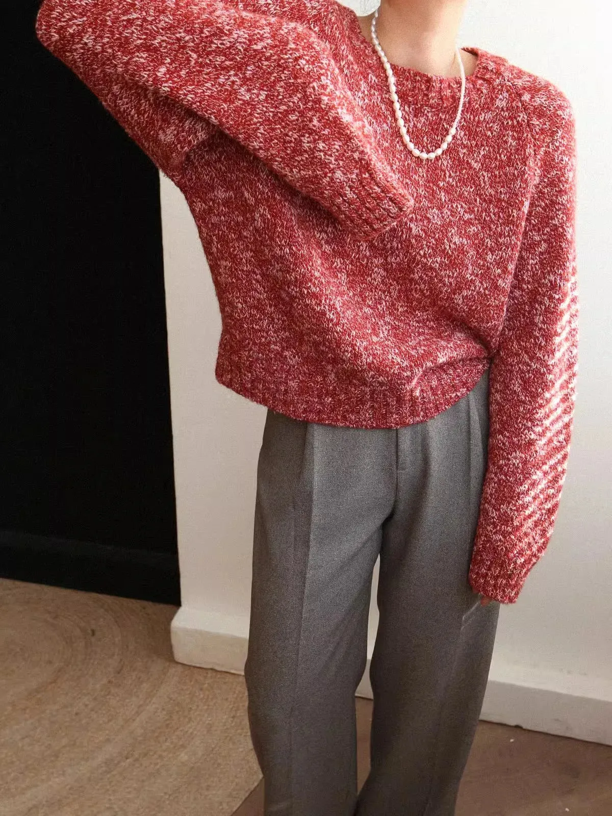 New Year Winter Lazy Mixed Colored Wool Blends Red Sweater Women Soft Skincare Loose Top Femal Pullovers Blue Grey Pink C-308