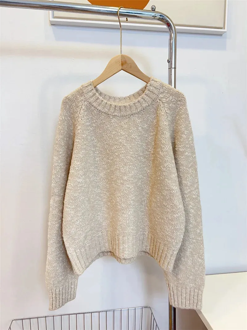 New Year Winter Lazy Mixed Colored Wool Blends Red Sweater Women Soft Skincare Loose Top Femal Pullovers Blue Grey Pink C-308