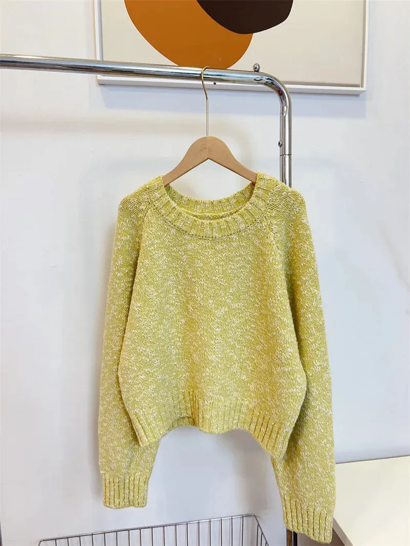 New Year Winter Lazy Mixed Colored Wool Blends Red Sweater Women Soft Skincare Loose Top Femal Pullovers Blue Grey Pink C-308
