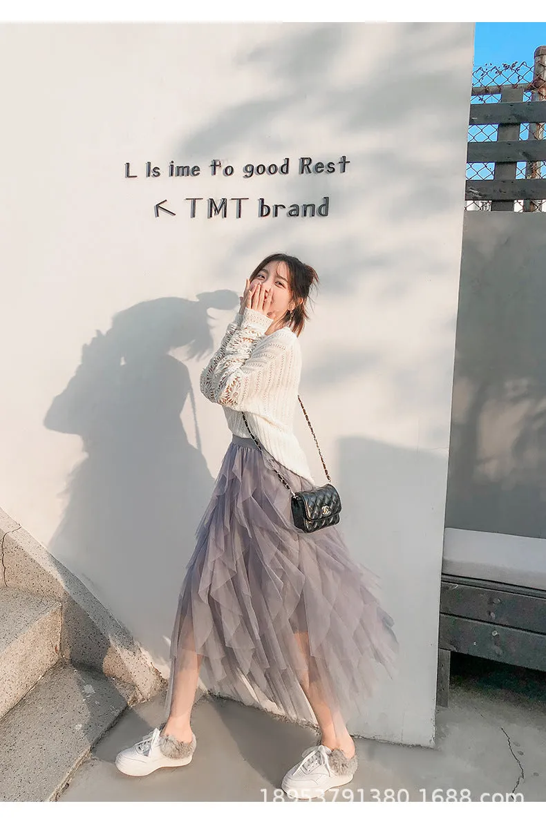 Niche Skirt Women INS Popular Mesh Tutu Fairy Look Skirt