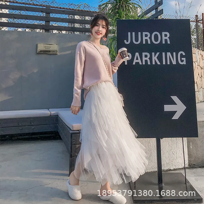 Niche Skirt Women INS Popular Mesh Tutu Fairy Look Skirt