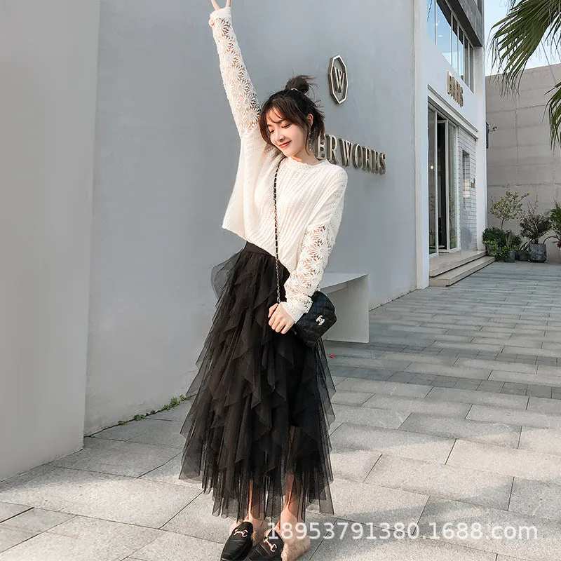 Niche Skirt Women INS Popular Mesh Tutu Fairy Look Skirt