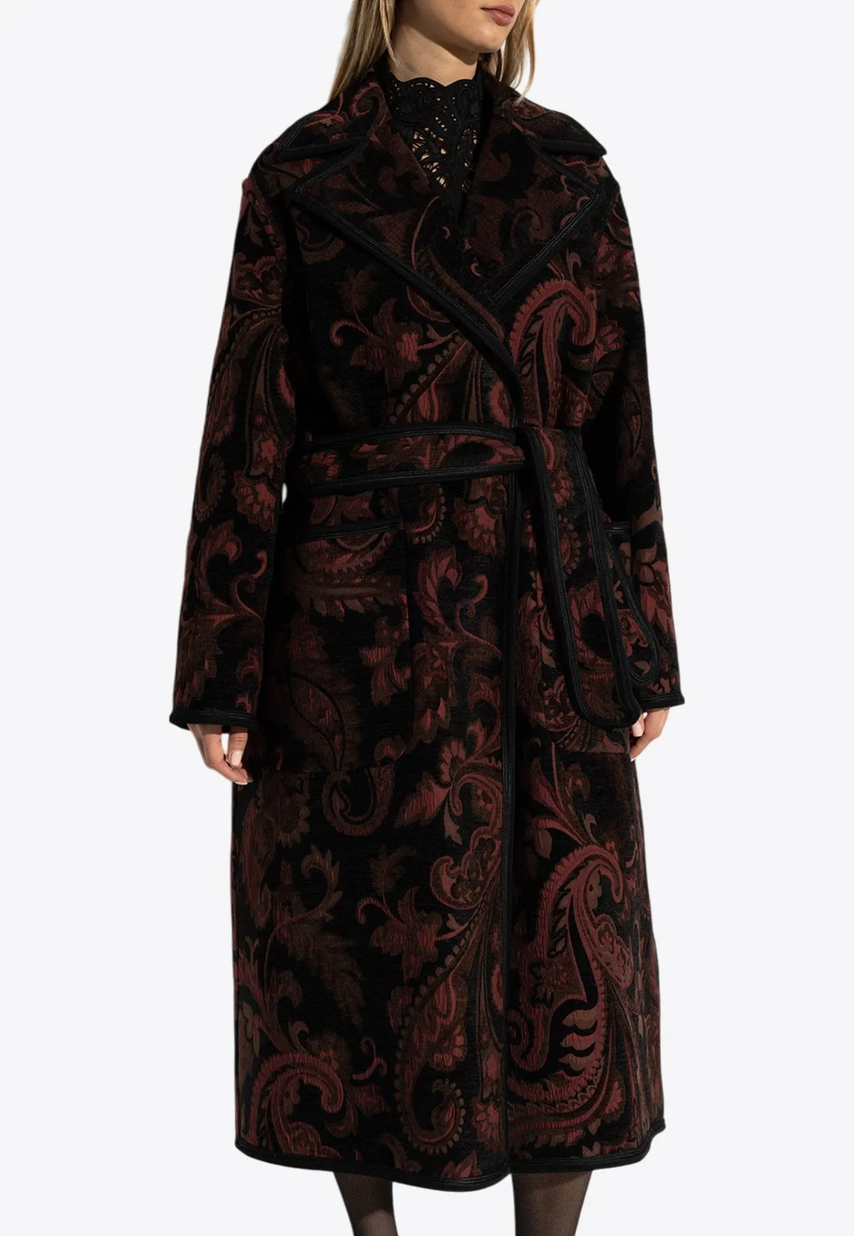 Patterned Knee-Length Coat