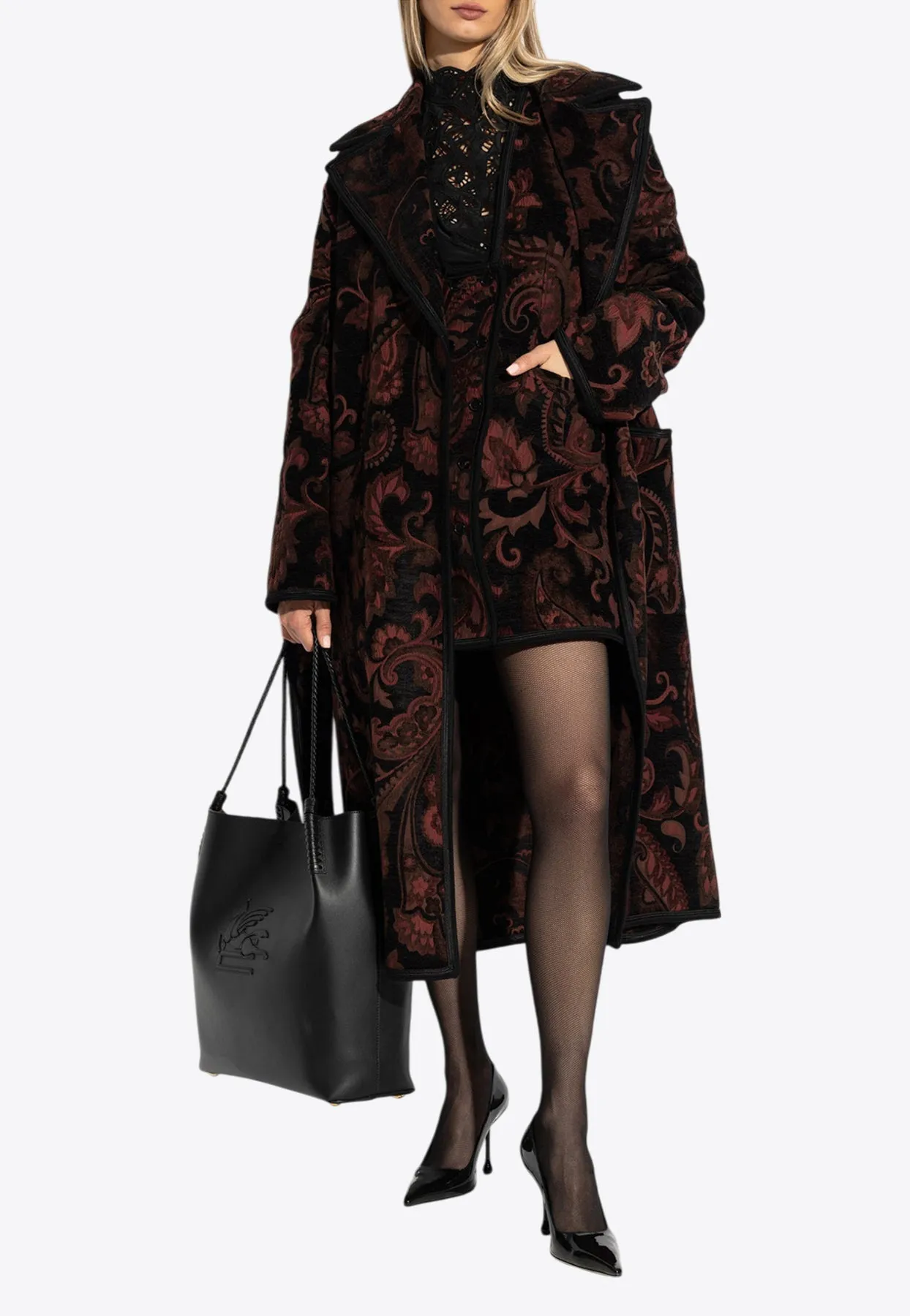 Patterned Knee-Length Coat