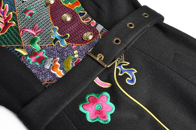 Persia Spring Autumn  Long sleeve Single-breasted Embroidery Overcoat
