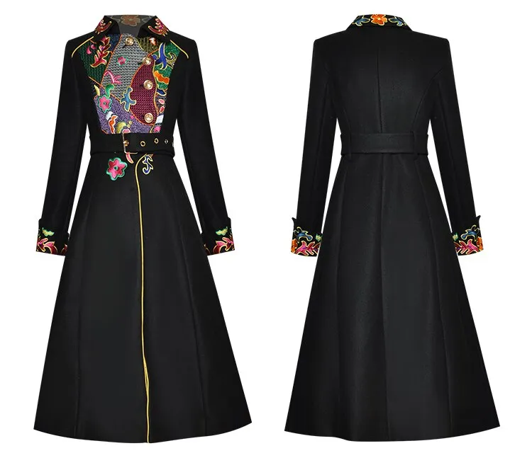 Persia Spring Autumn  Long sleeve Single-breasted Embroidery Overcoat