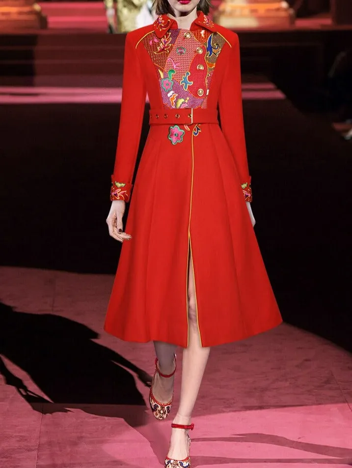 Persia Spring Autumn  Long sleeve Single-breasted Embroidery Overcoat