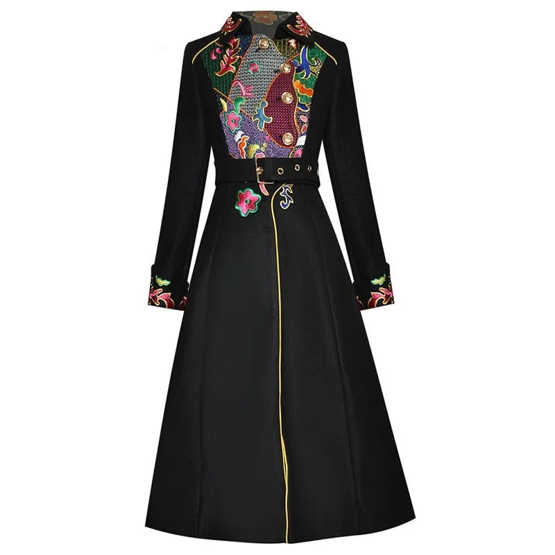 Persia Spring Autumn  Long sleeve Single-breasted Embroidery Overcoat
