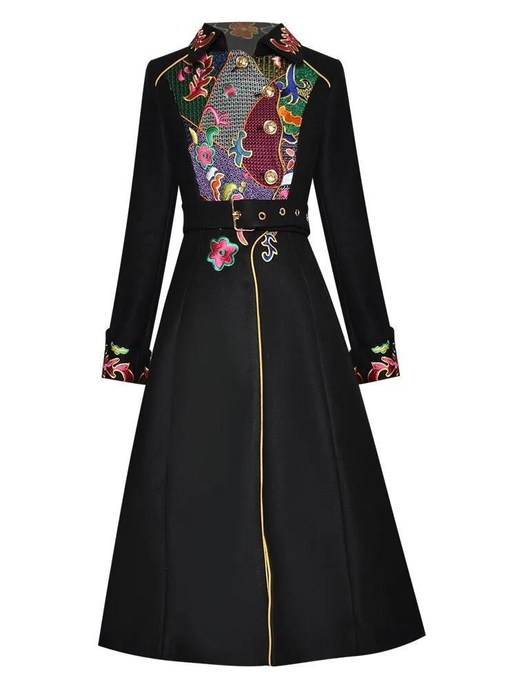Persia Spring Autumn  Long sleeve Single-breasted Embroidery Overcoat
