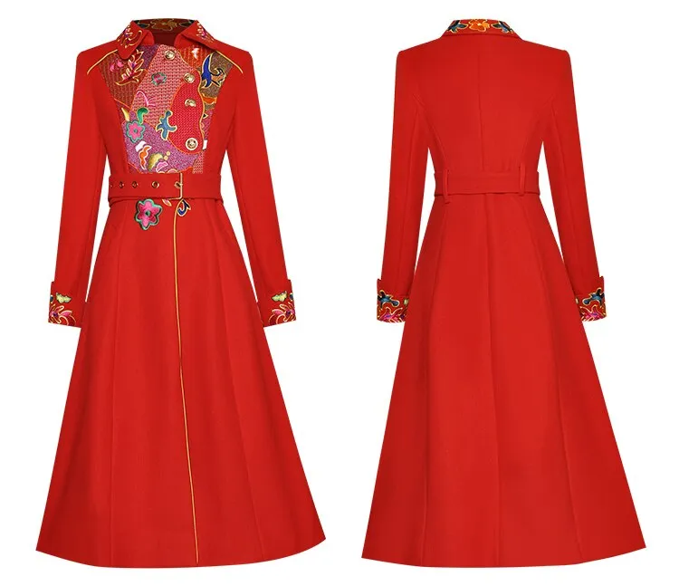 Persia Spring Autumn  Long sleeve Single-breasted Embroidery Overcoat