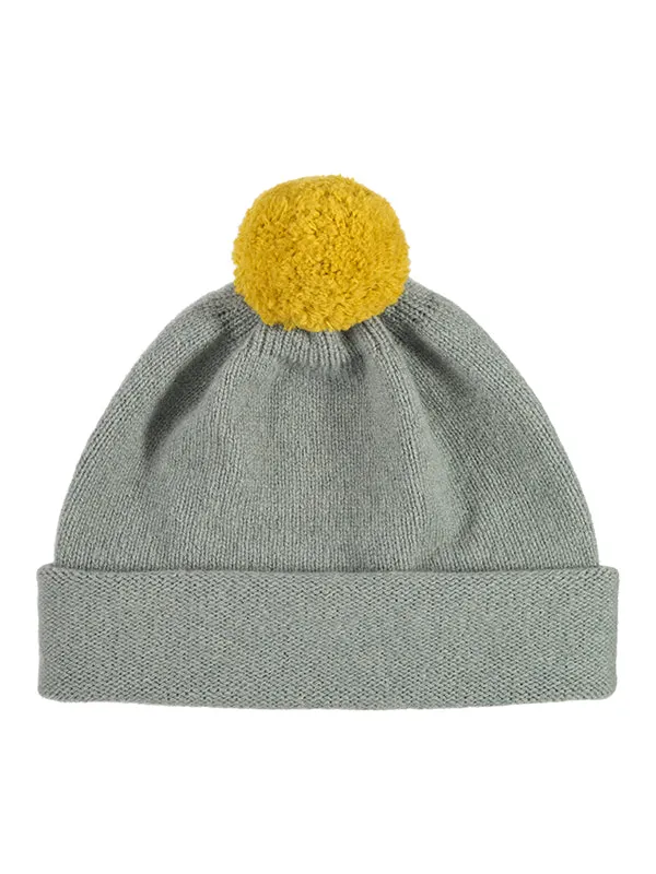 Plain Hat Contrast PomPom