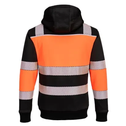 Portwest PW3 Fleece Lined Zipped Hoody Hi Vis Class 1 Winter Hoodie-PW377