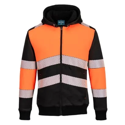 Portwest PW3 Fleece Lined Zipped Hoody Hi Vis Class 1 Winter Hoodie-PW377