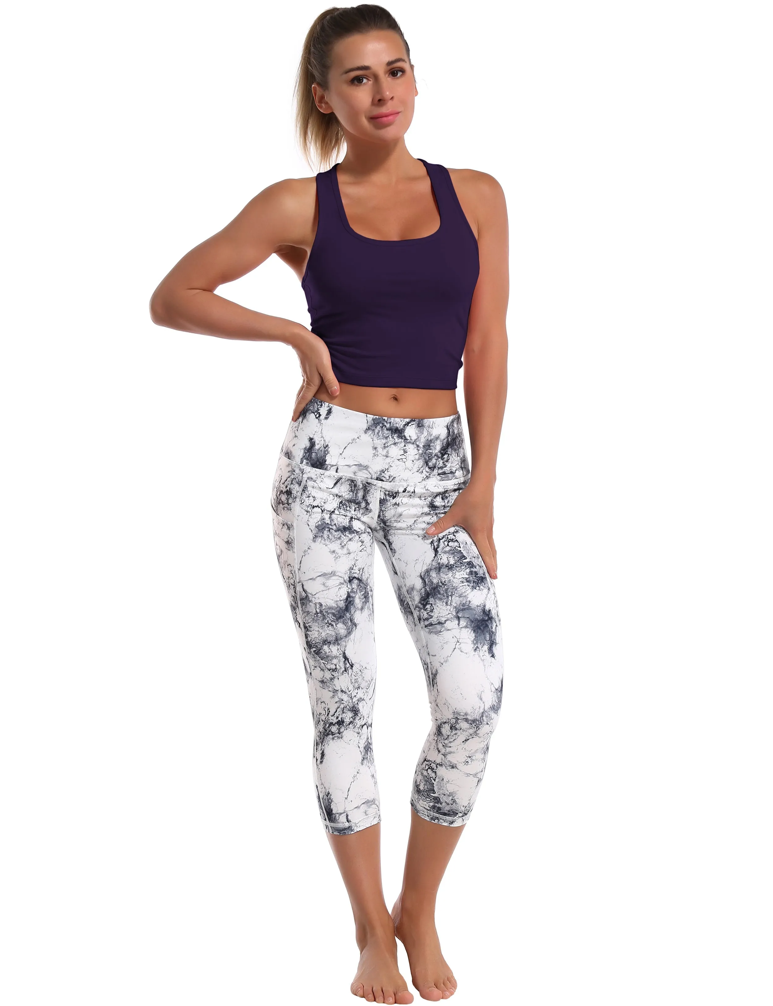 Racerback Athletic Crop Tank Tops midnightblue_Golf