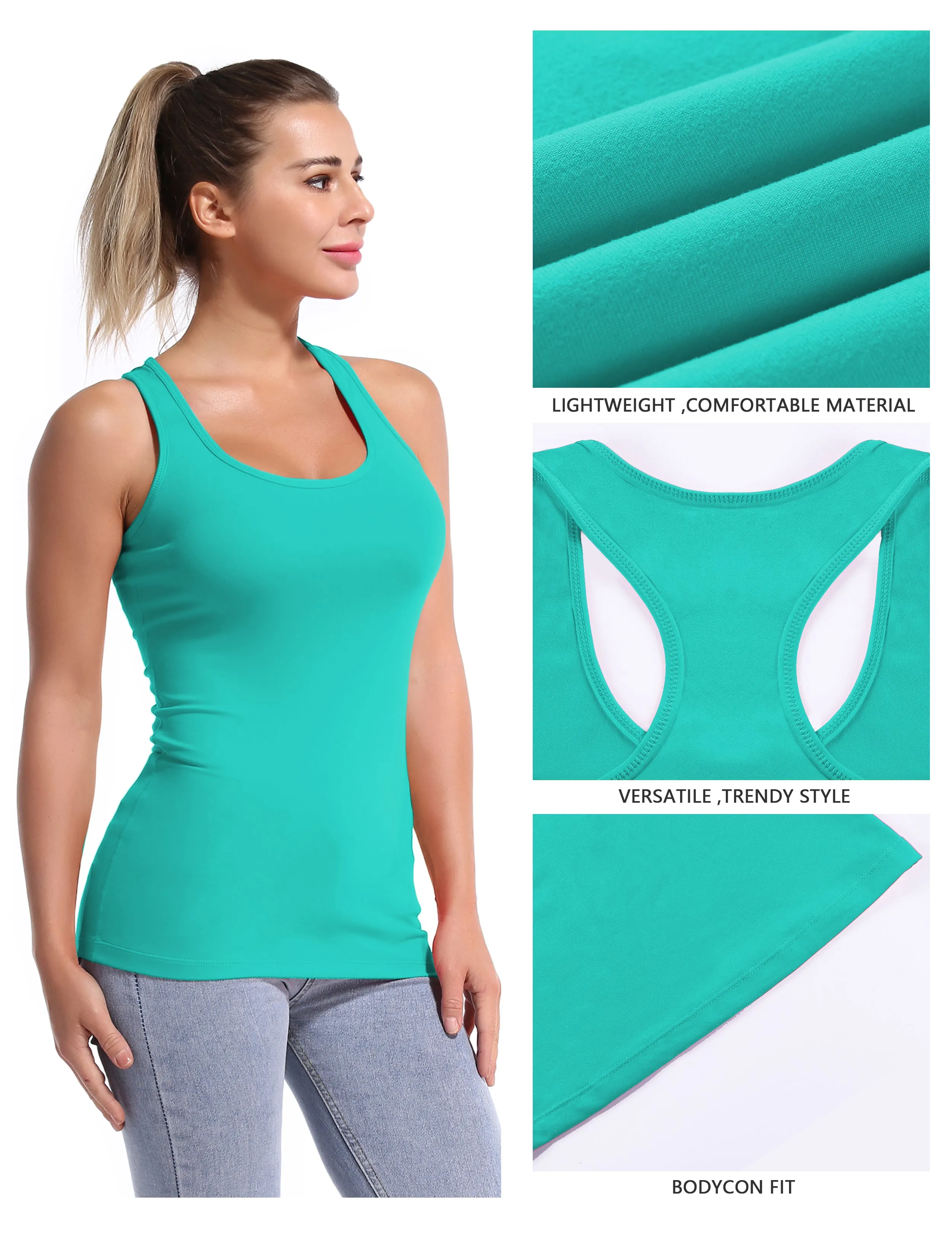 Racerback Athletic Tank Tops cyan_Jogging