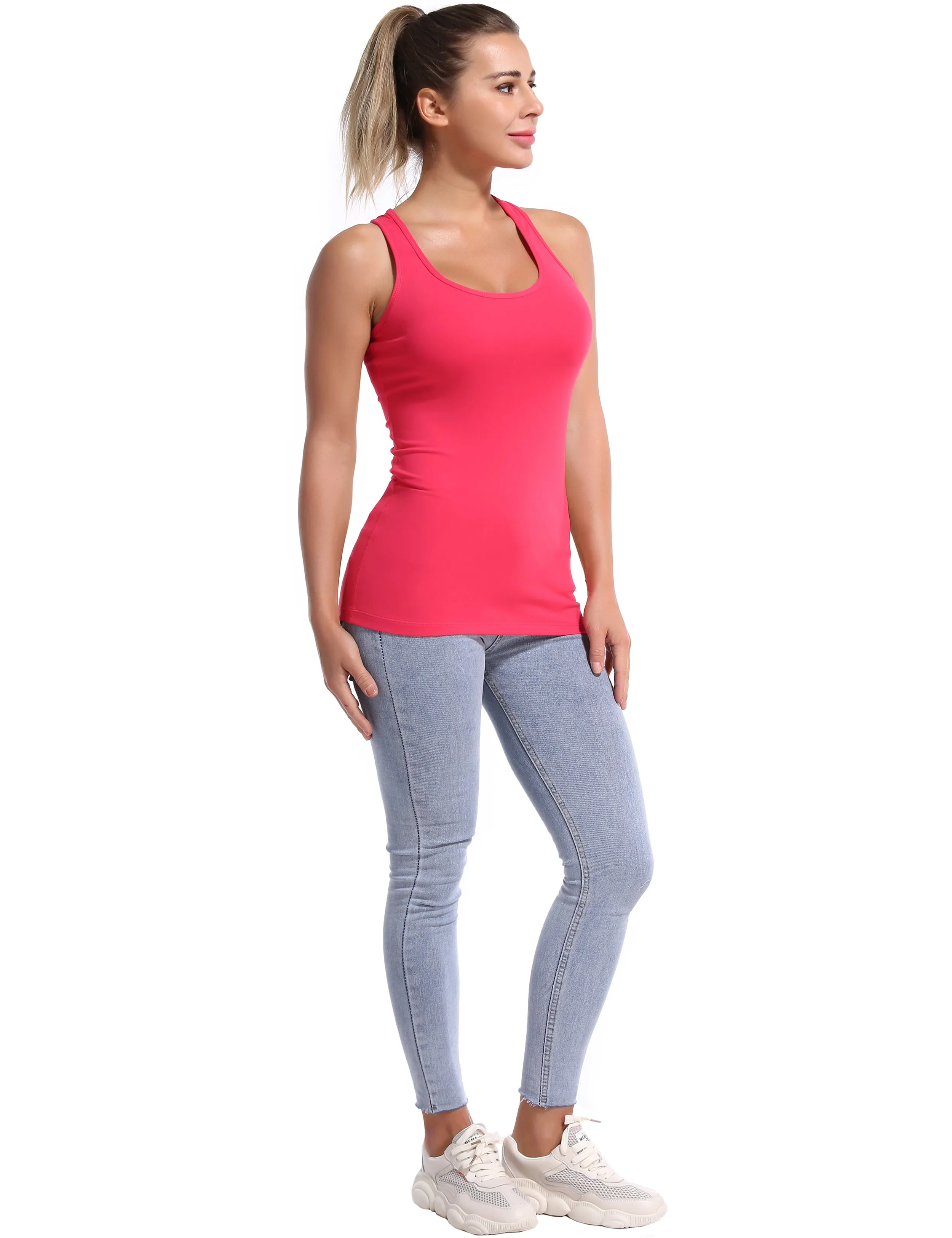 Racerback Athletic Tank Tops red_Biking