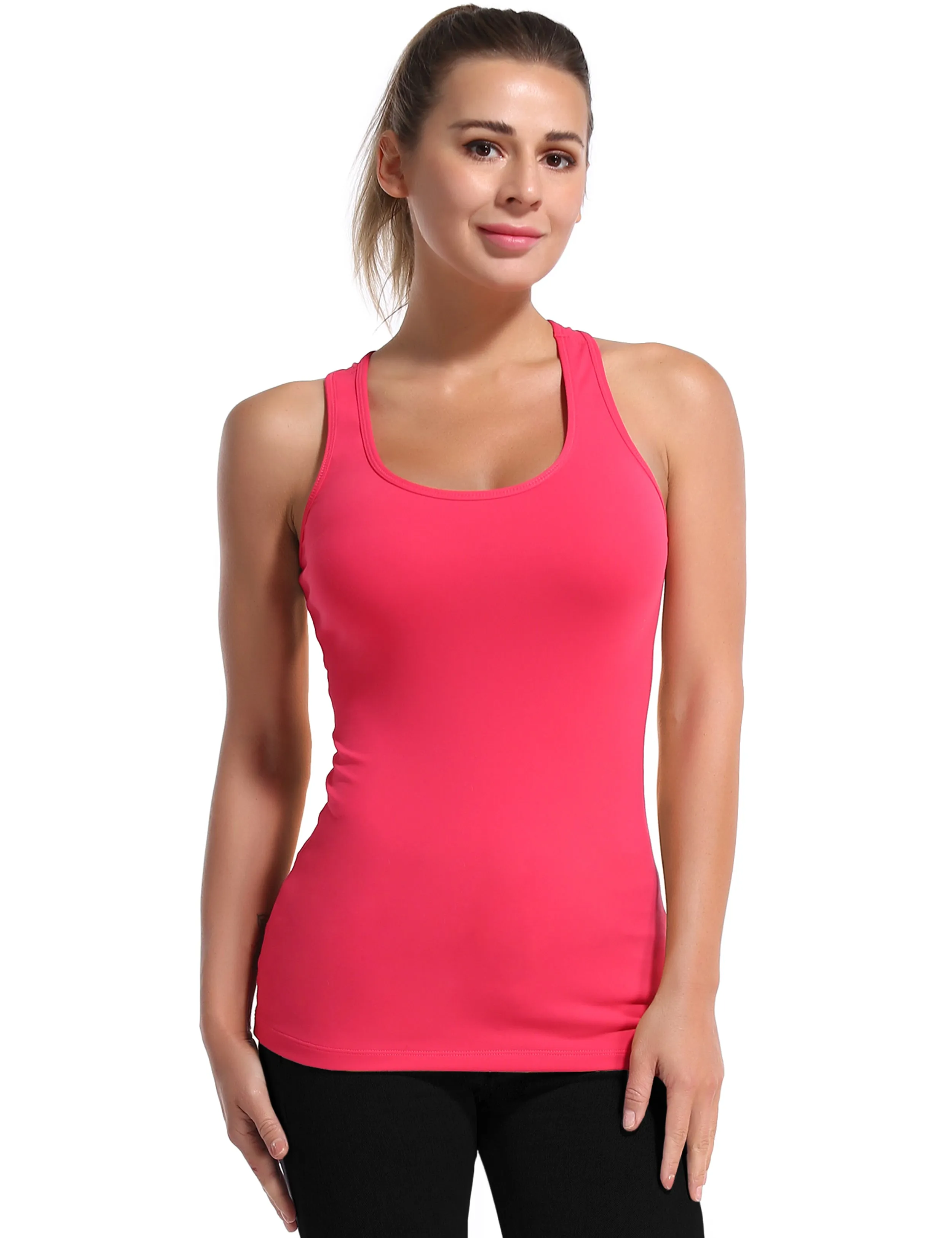 Racerback Athletic Tank Tops red_Biking