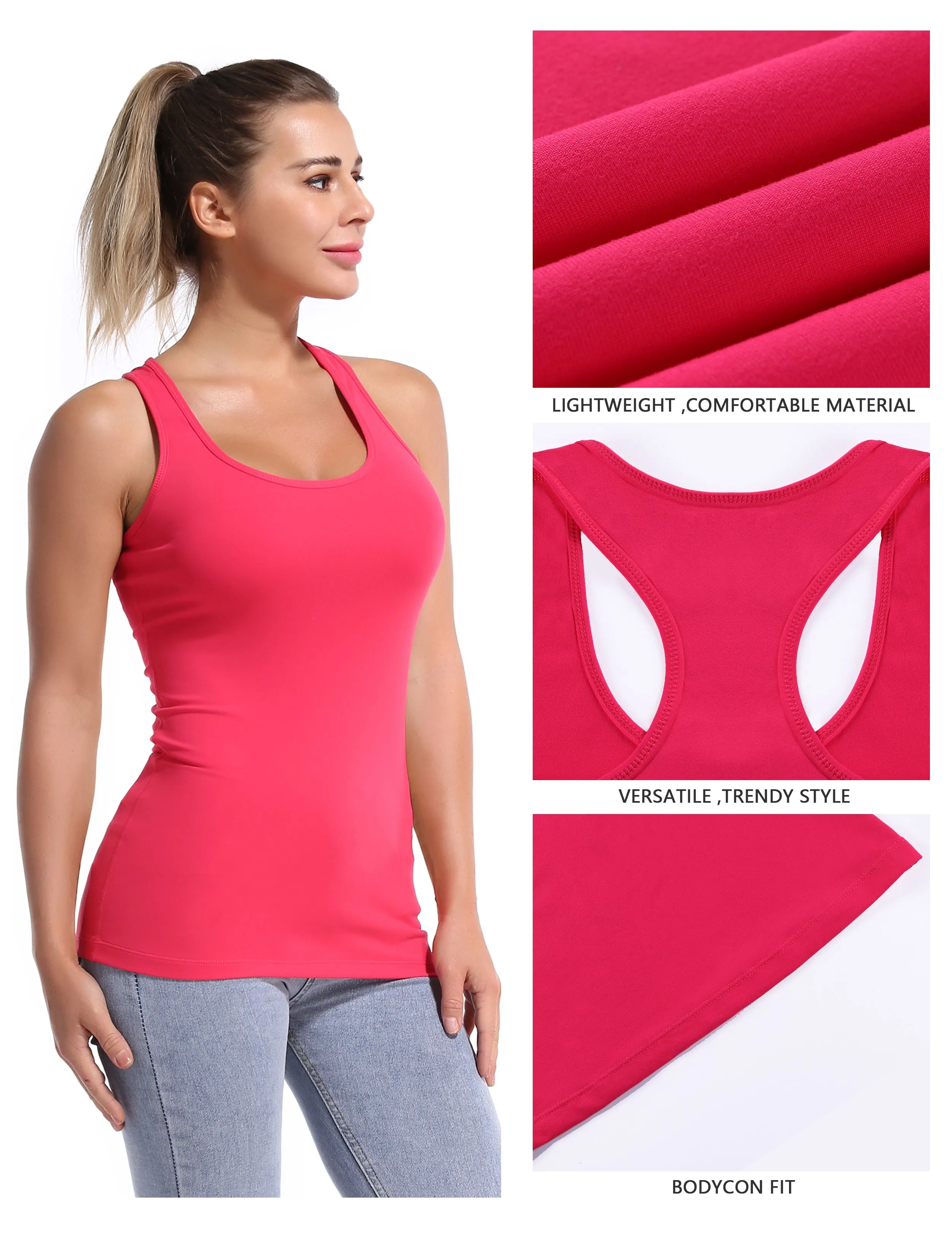 Racerback Athletic Tank Tops red_Biking