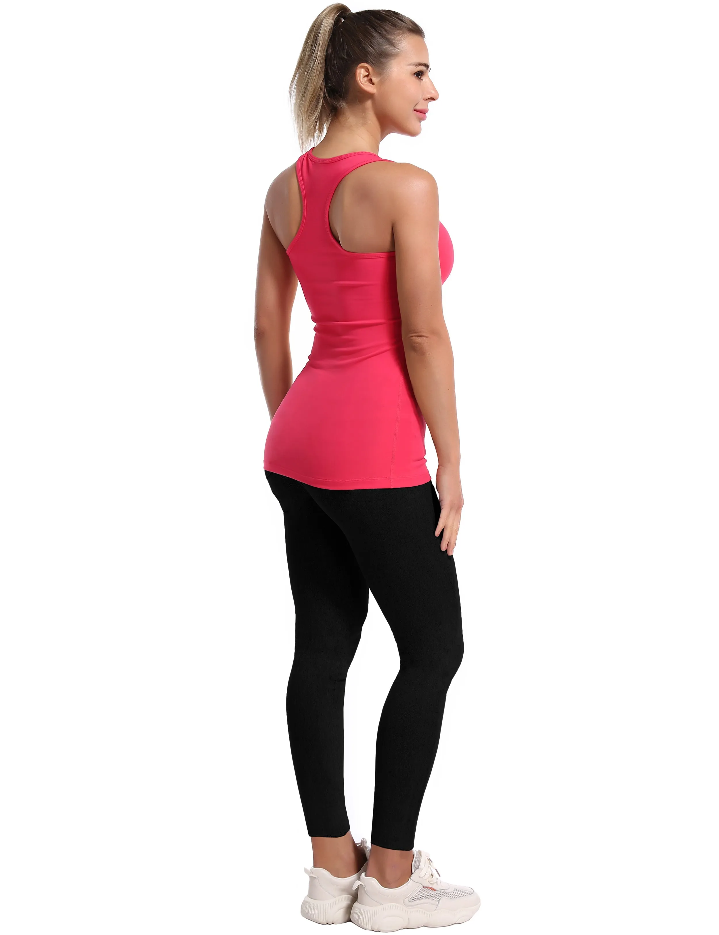 Racerback Athletic Tank Tops red_Biking