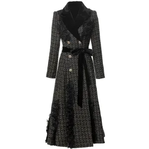 Sally Double Breasted Plaid Tweed Coat