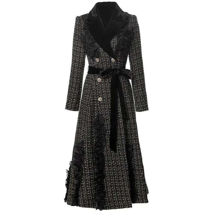 Sally Double Breasted Plaid Tweed Coat