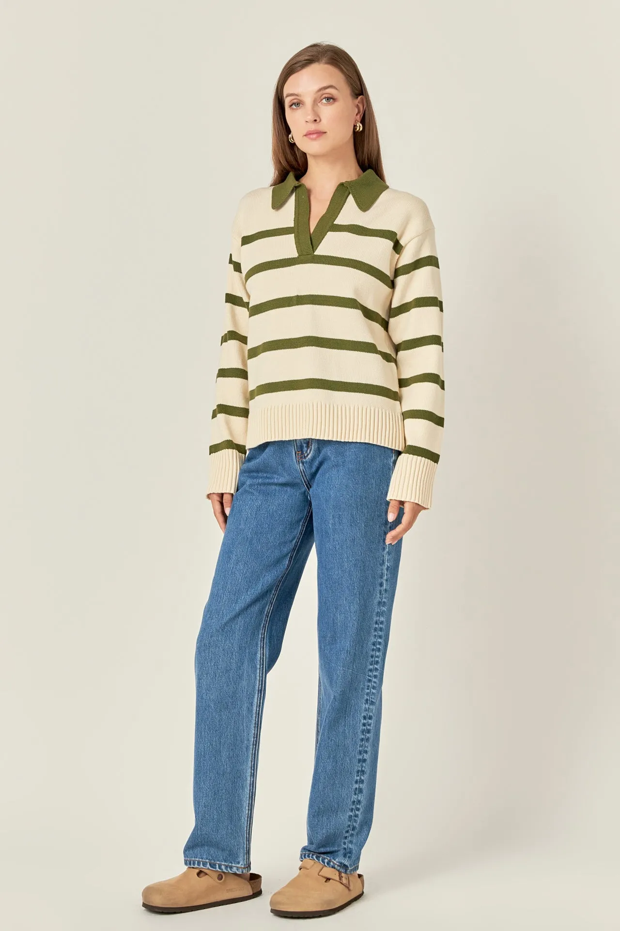 Striped Collared Sweater