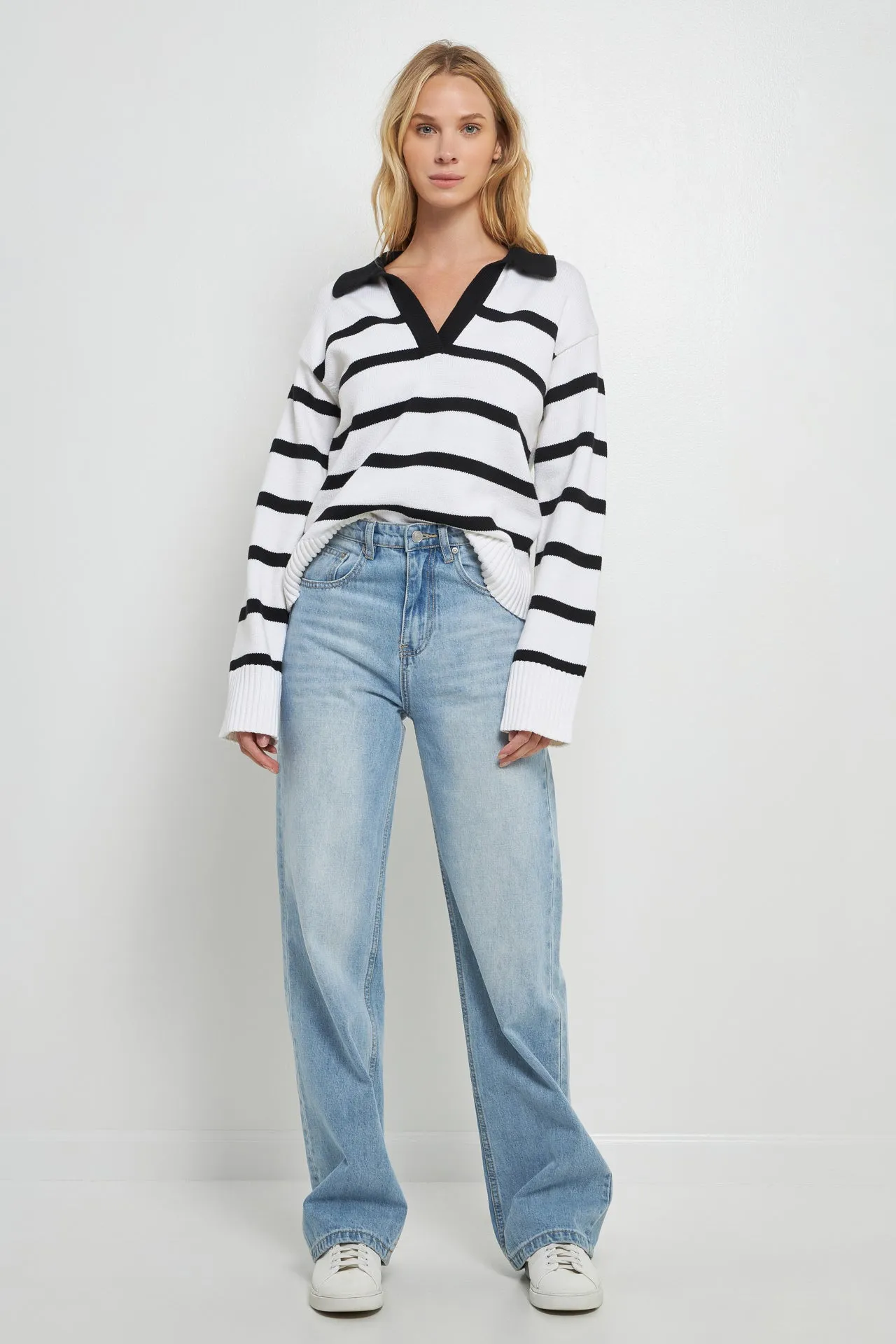 Striped Collared Sweater
