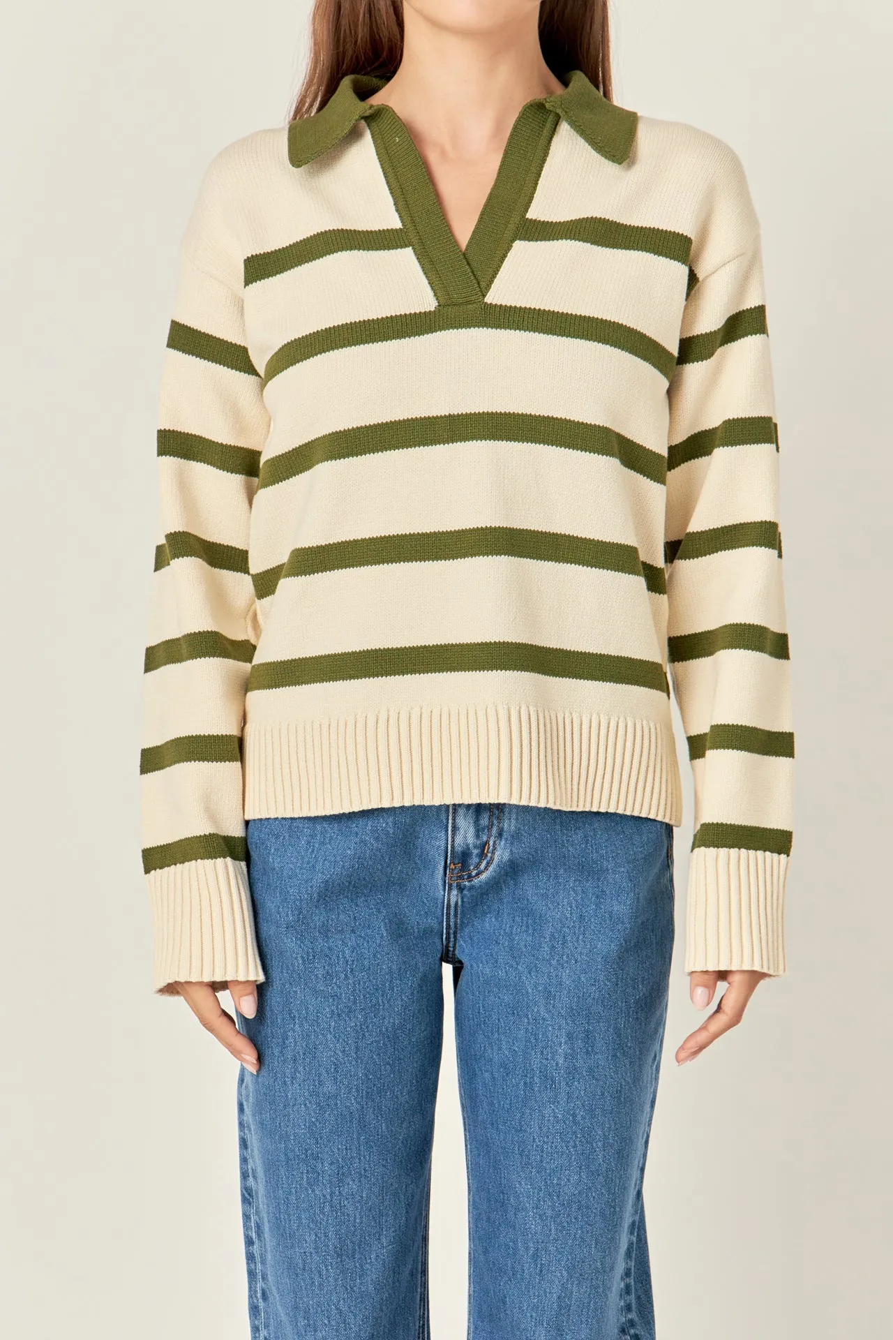 Striped Collared Sweater