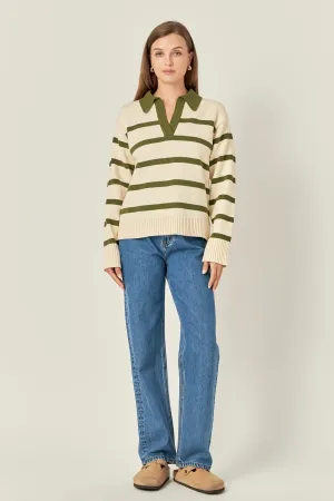 Striped Collared Sweater