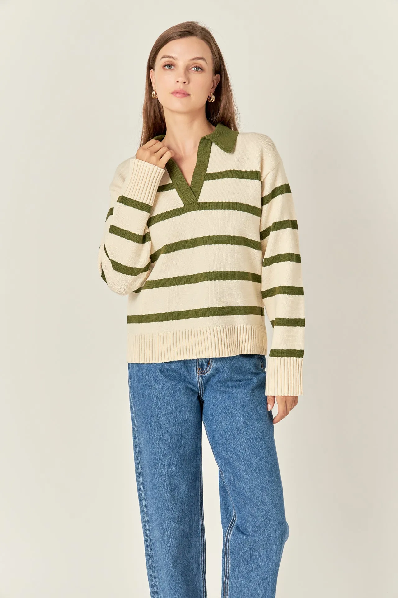 Striped Collared Sweater