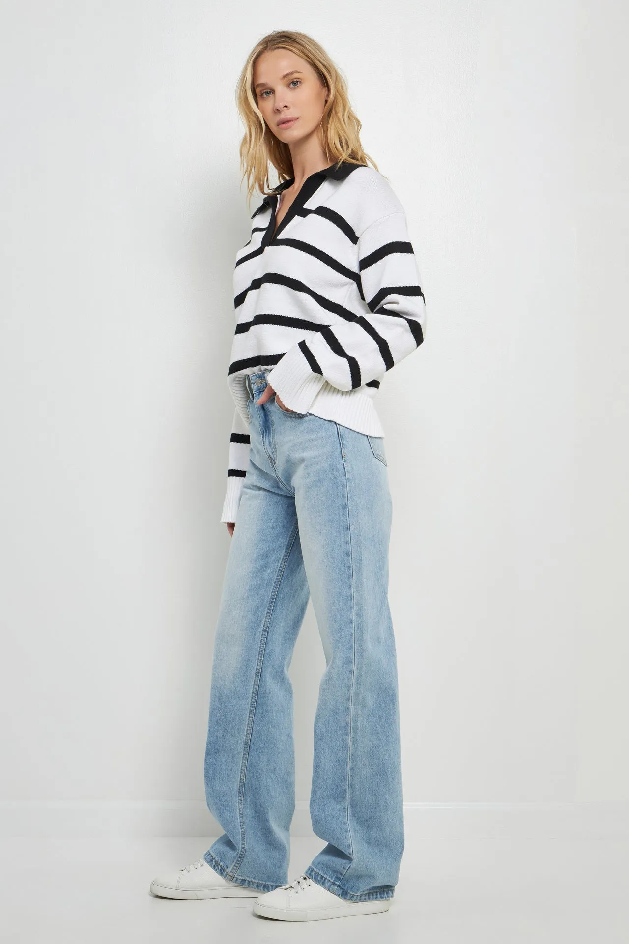 Striped Collared Sweater