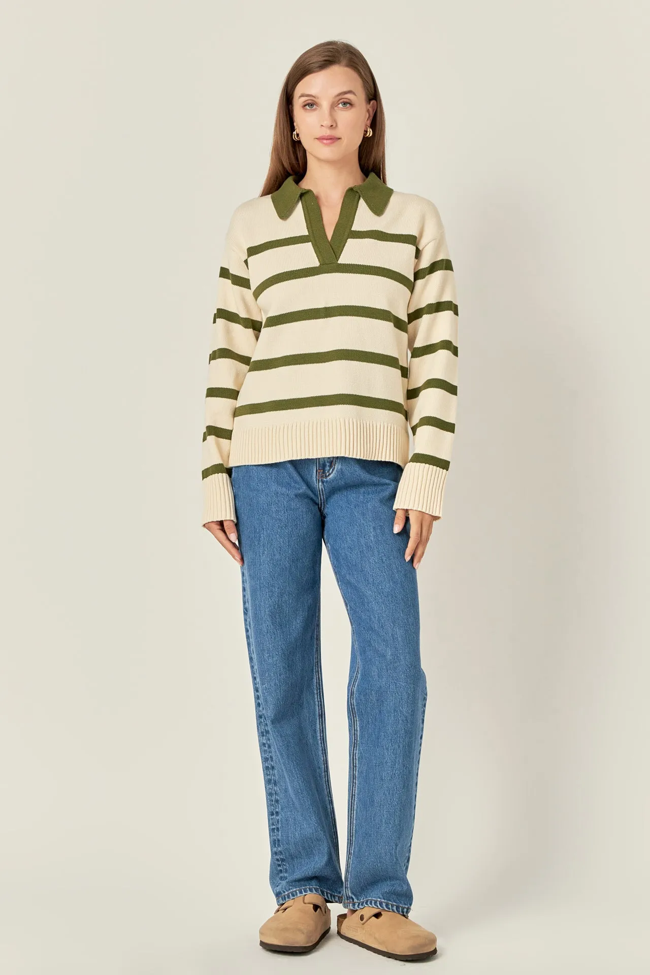 Striped Collared Sweater