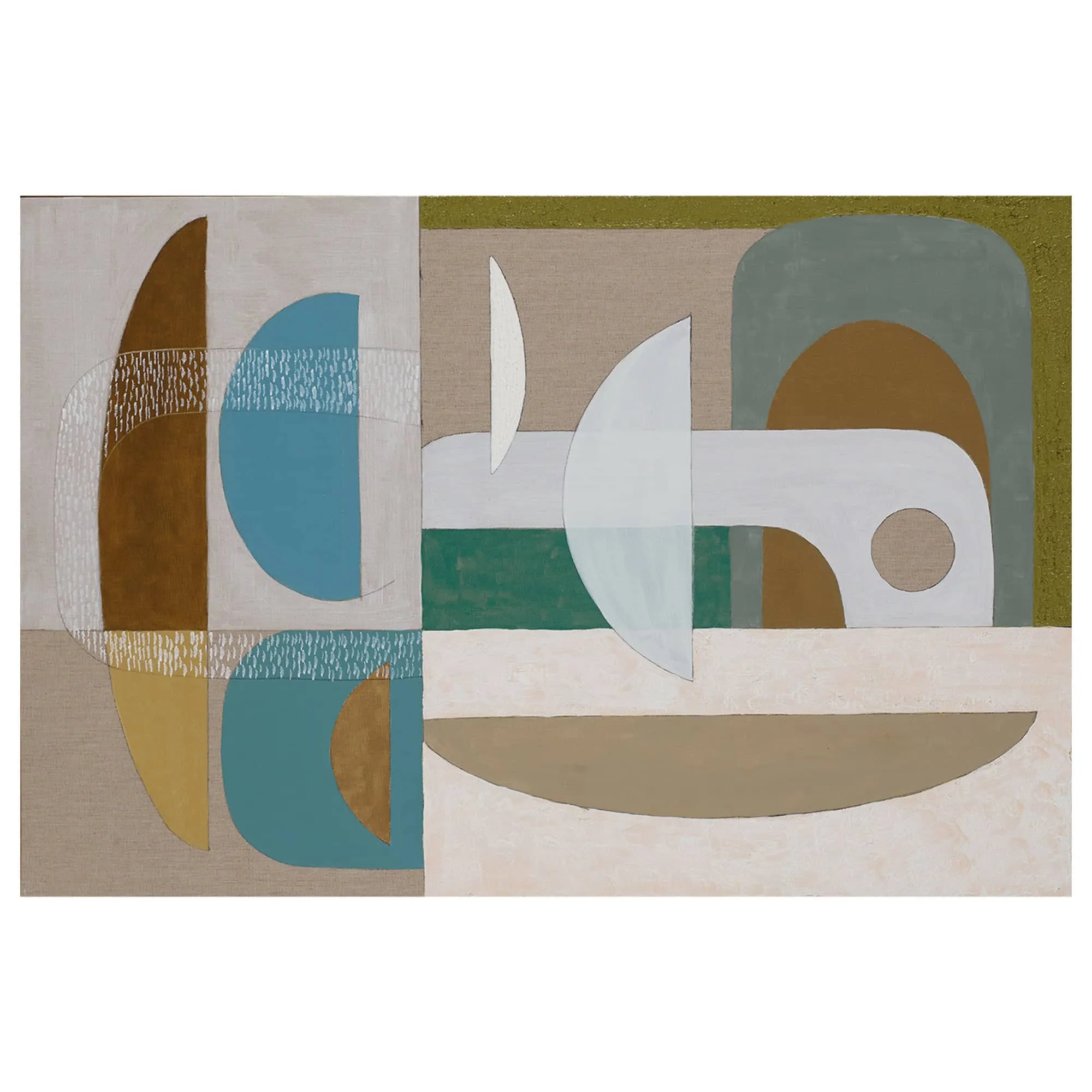 Stucco Glaucous Canvas Print 76cm x 50cm Oak Frame