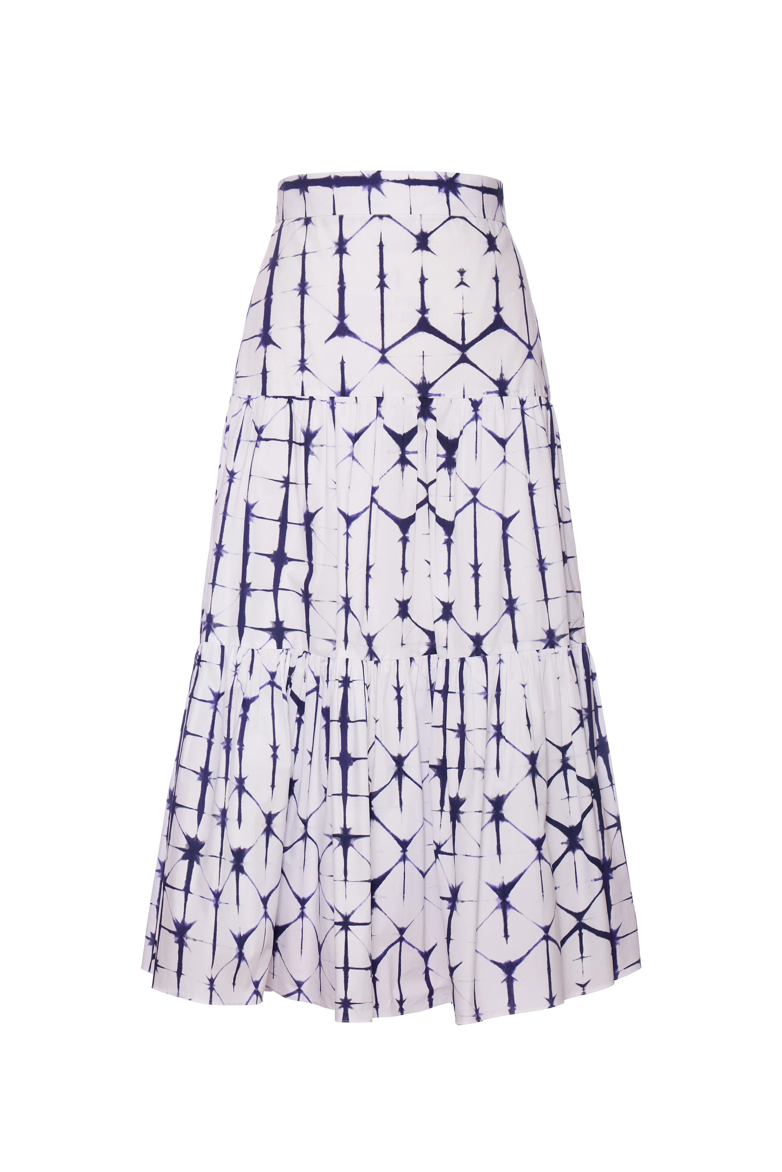 Tiered Midi Skirt -  Plum Shibori