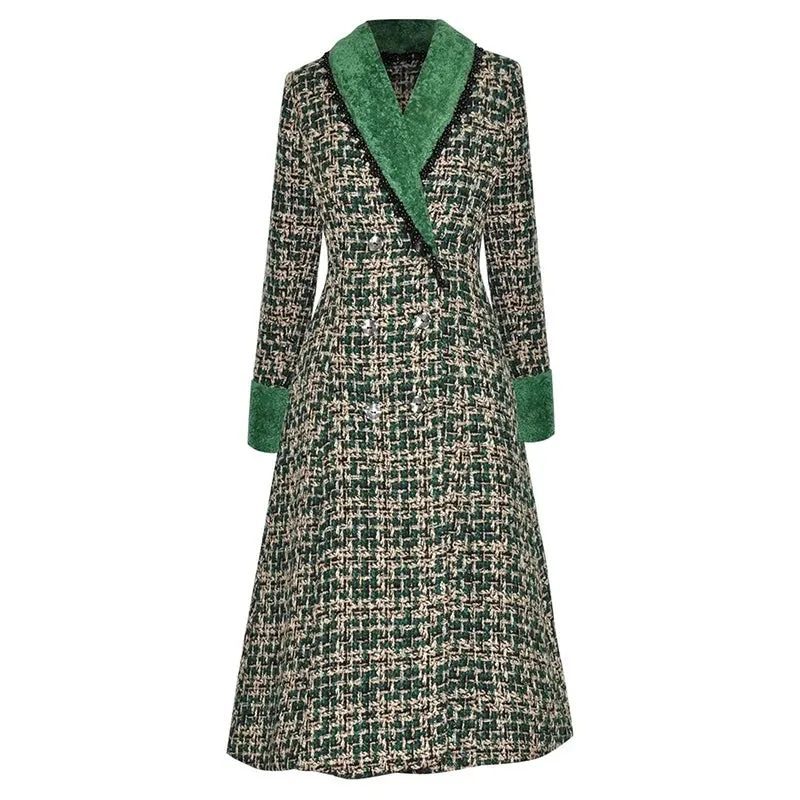 Valery Double Breasted Plaid Coat